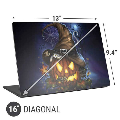 Halloween Cat and Jack O Lantern Pumpkin by Sarah Richter Universal Laptop 16in (13 x 9.4in) Skin